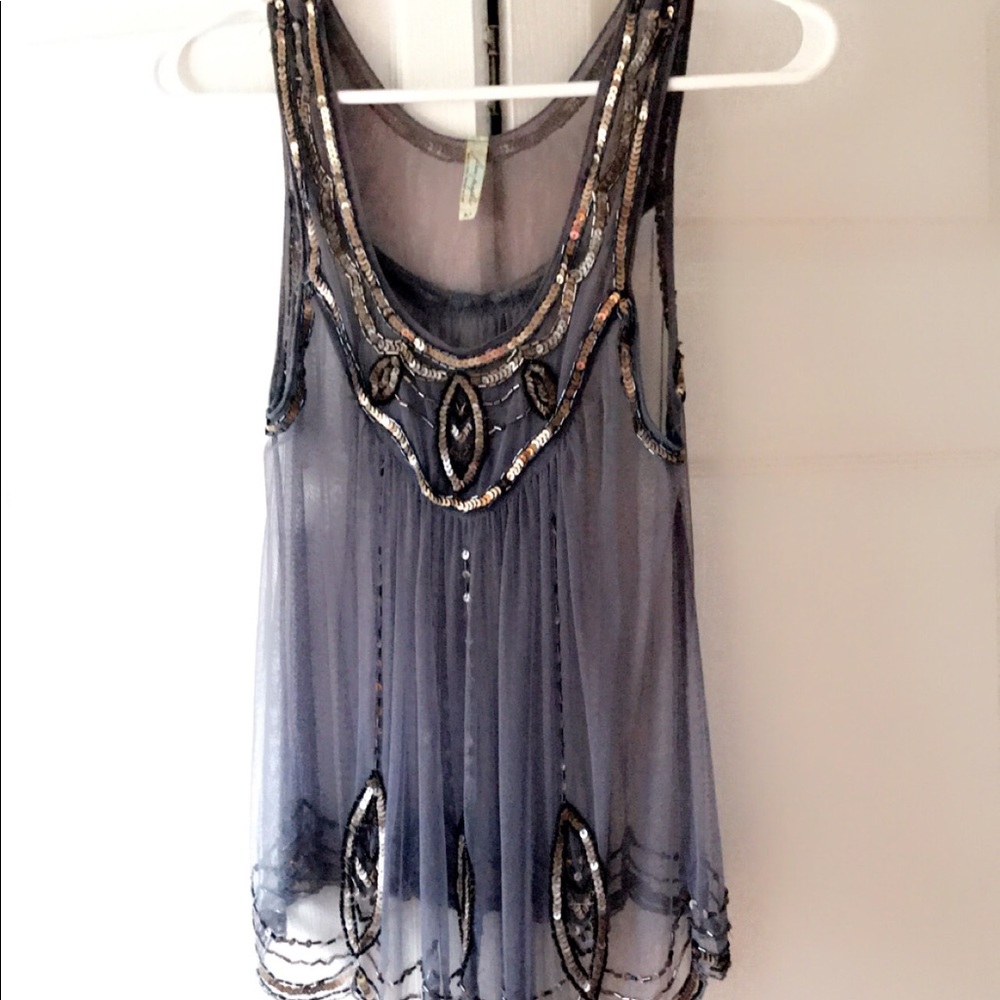 Beaded Free People Tank Top